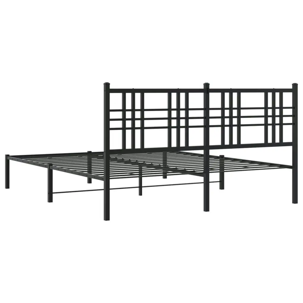 Metal Bed Frame with Headboard Black 150x200 cm 376326