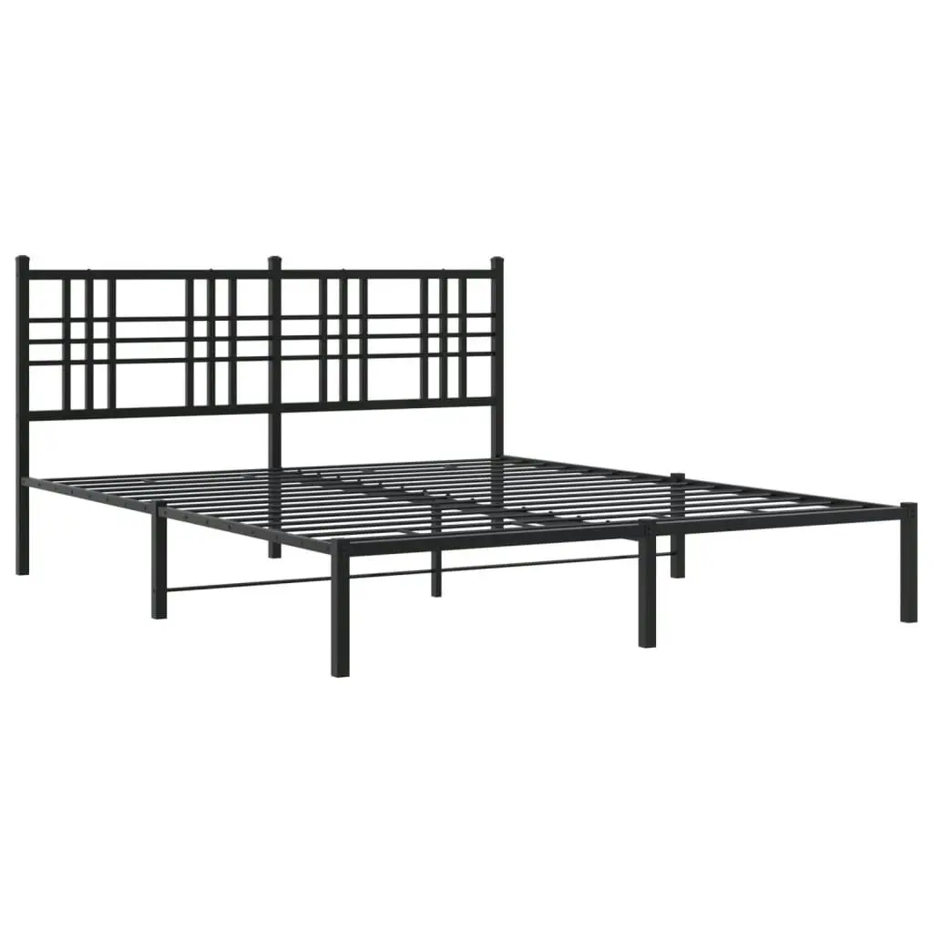 Metal Bed Frame with Headboard Black 150x200 cm 376326