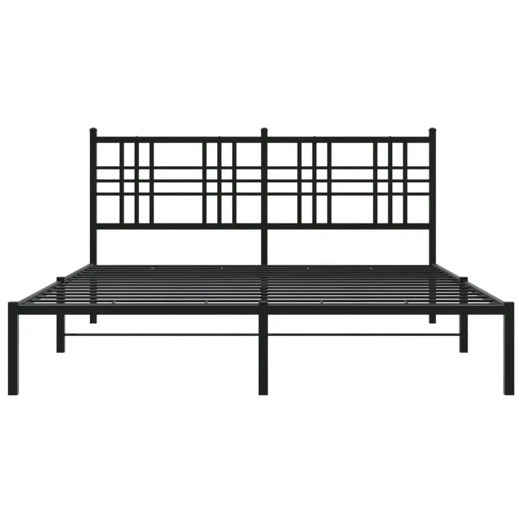 Metal Bed Frame with Headboard Black 150x200 cm 376326