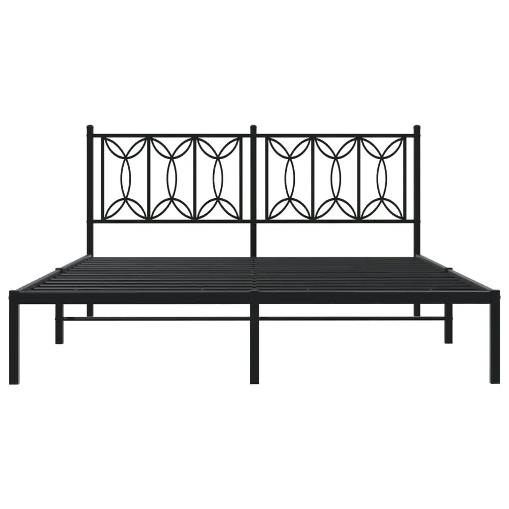 Metal Bed Frame with Headboard Black 150x200 cm 376130