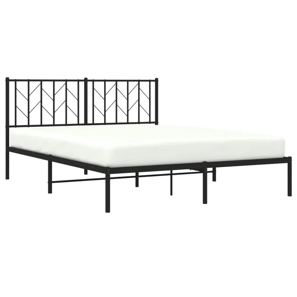 Metal Bed Frame with Headboard Black 150x200 cm 374439