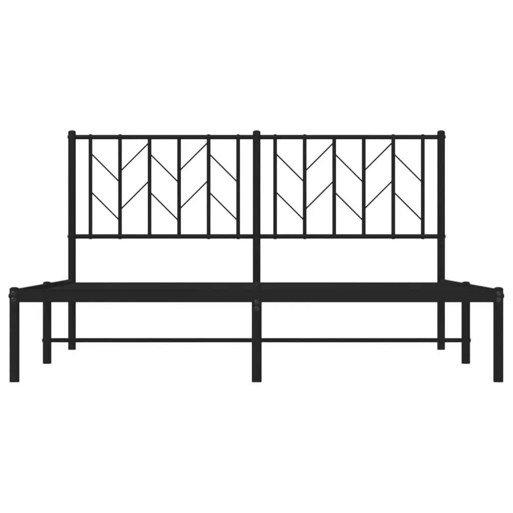 Metal Bed Frame with Headboard Black 150x200 cm 374439