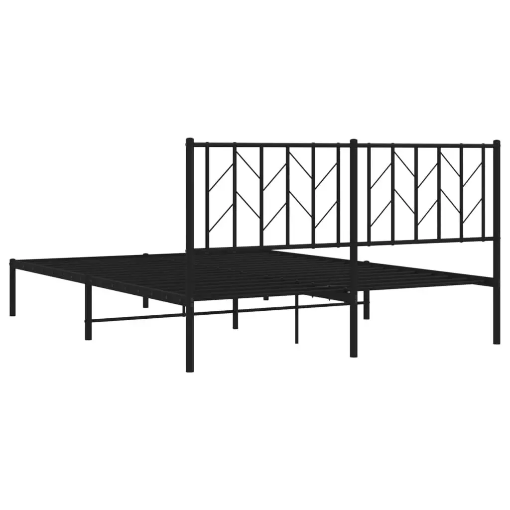 Metal Bed Frame with Headboard Black 150x200 cm 374439