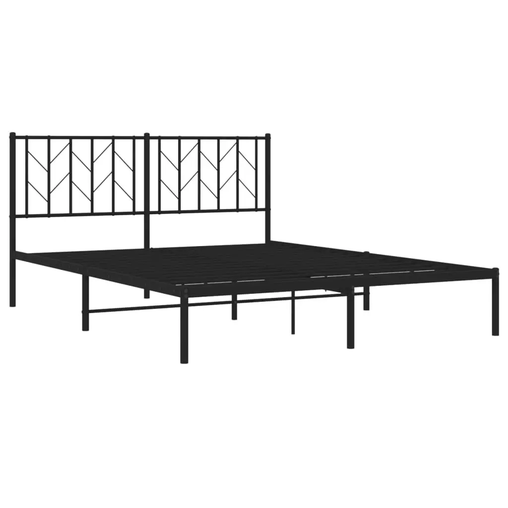 Metal Bed Frame with Headboard Black 150x200 cm 374439