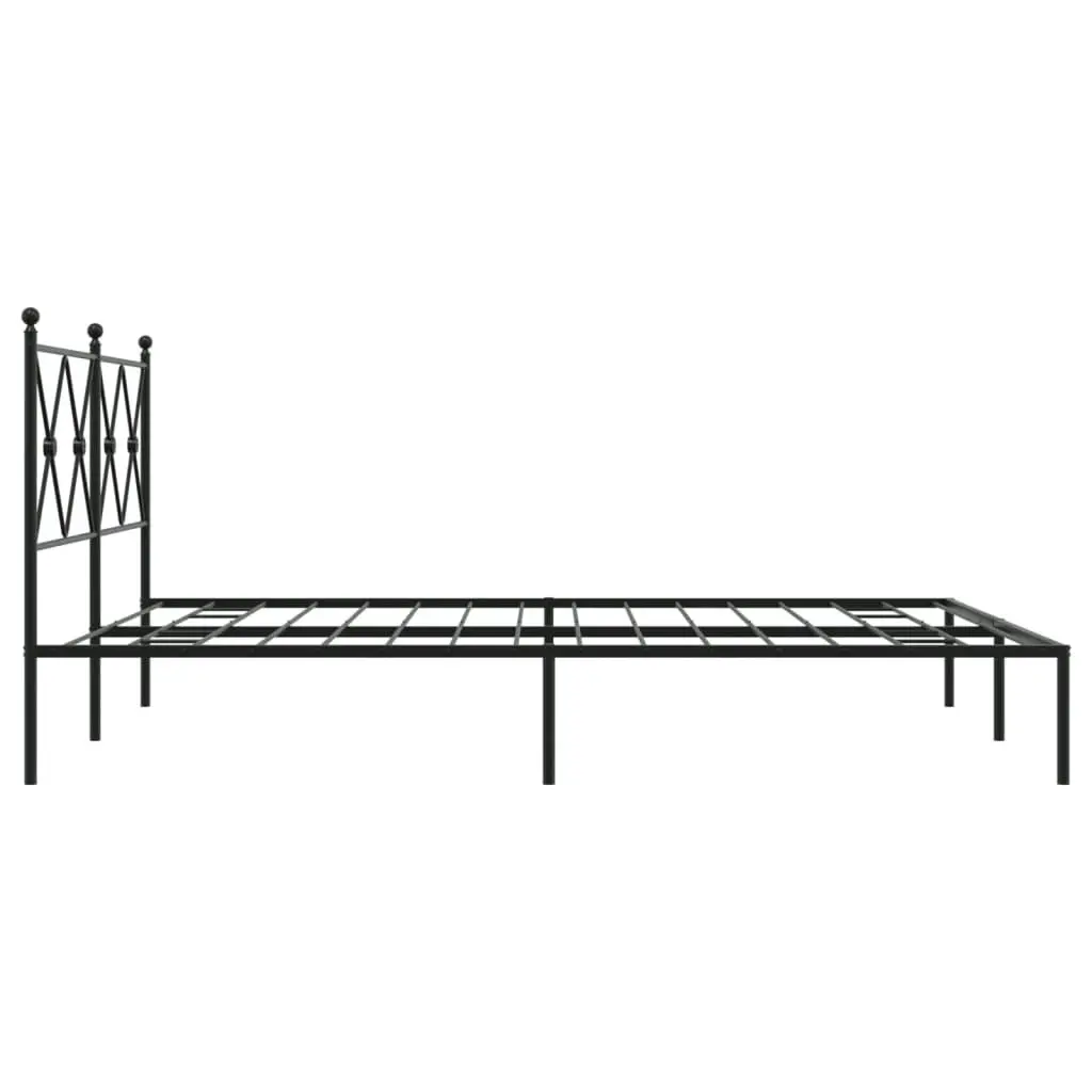 Metal Bed Frame with Headboard Black 150x200 cm 376504