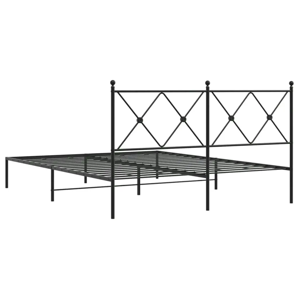 Metal Bed Frame with Headboard Black 150x200 cm 376504