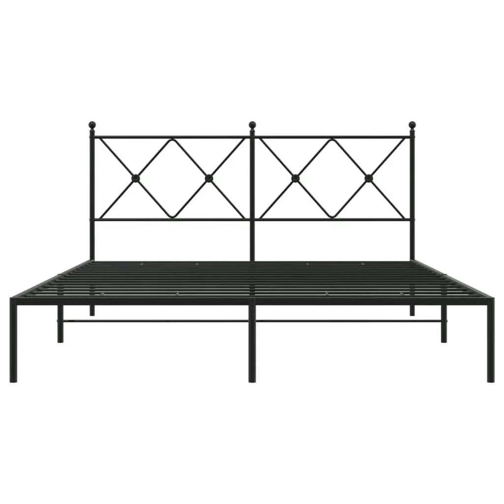 Metal Bed Frame with Headboard Black 150x200 cm 376504