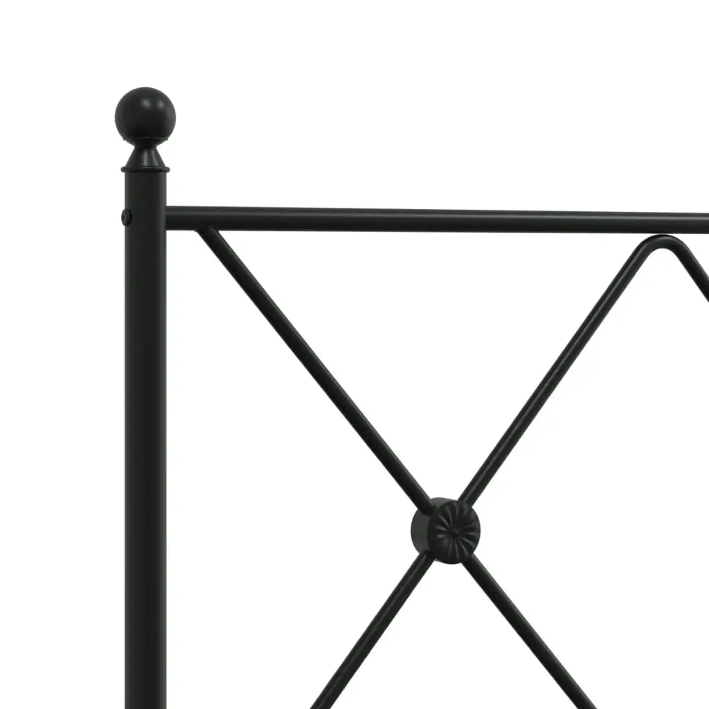 Metal Bed Frame with Headboard Black 150x200 cm 376504