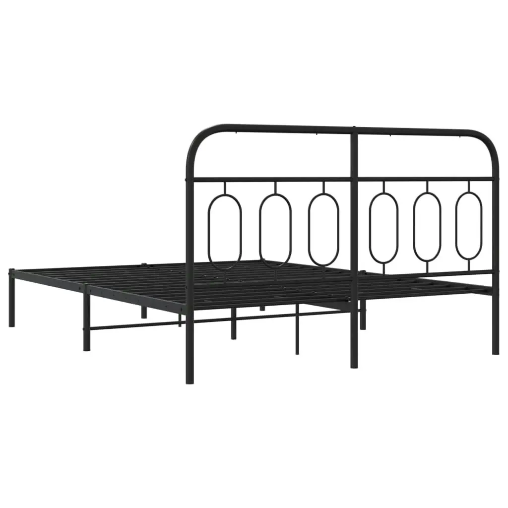 Metal Bed Frame with Headboard Black 150x200 cm 377119