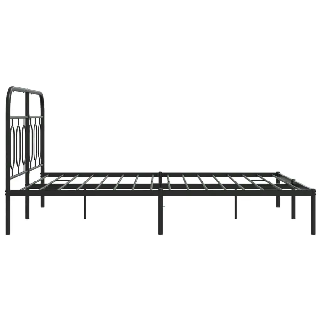 Metal Bed Frame with Headboard Black 150x200 cm 377119