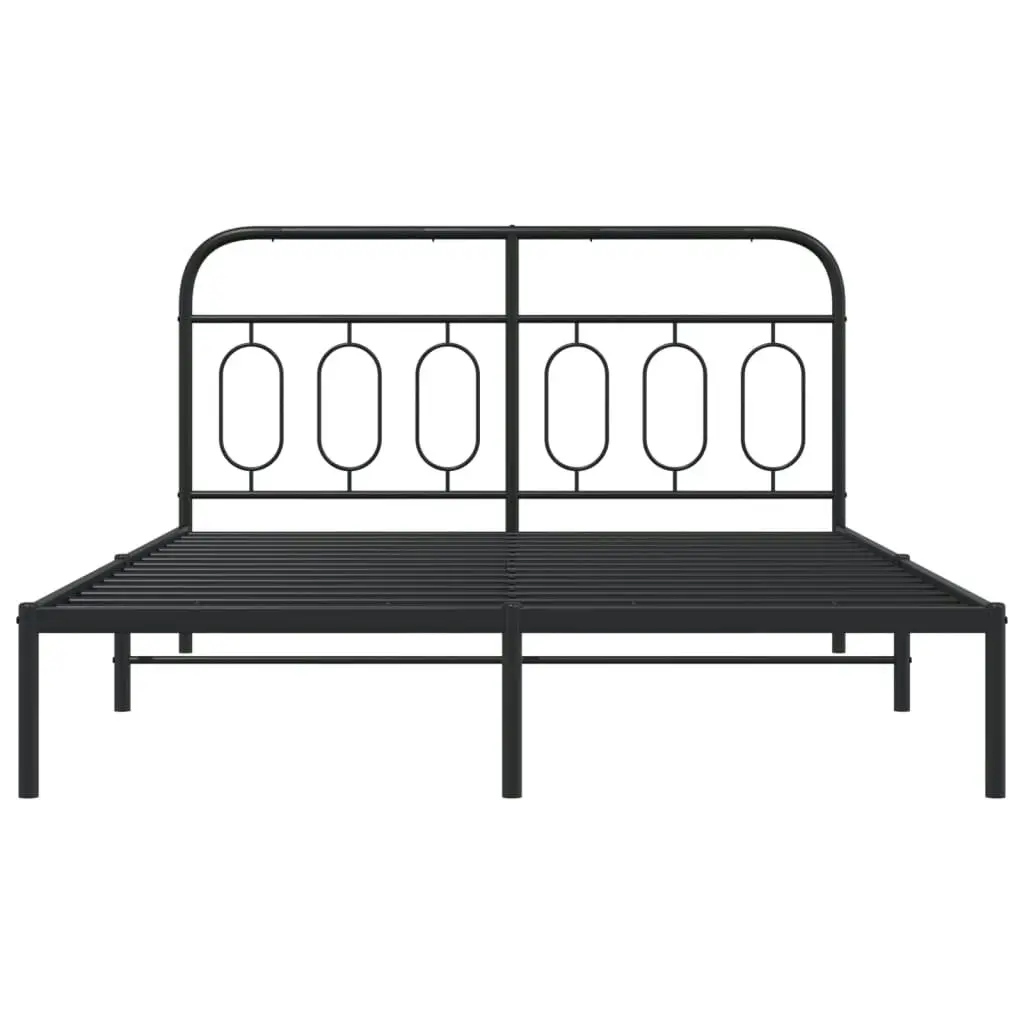 Metal Bed Frame with Headboard Black 150x200 cm 377119