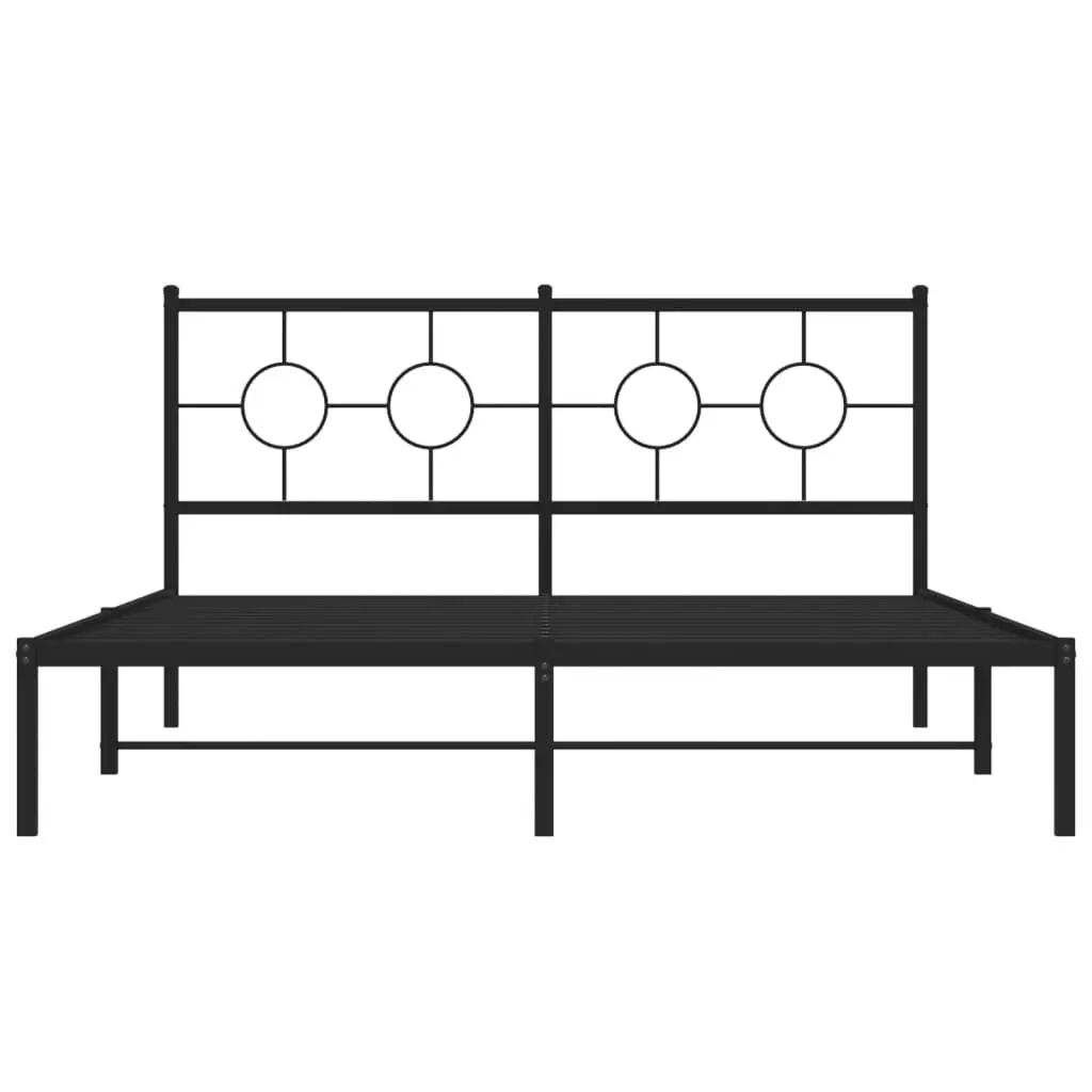 Metal Bed Frame with Headboard Black 150x200 cm 376228