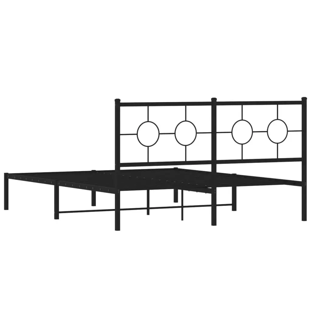 Metal Bed Frame with Headboard Black 150x200 cm 376228