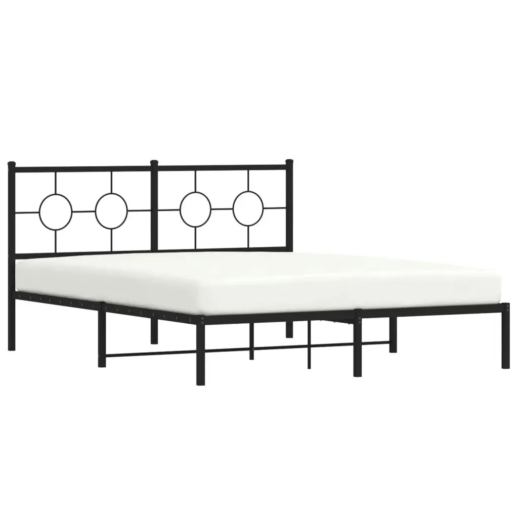 Metal Bed Frame with Headboard Black 150x200 cm 376228