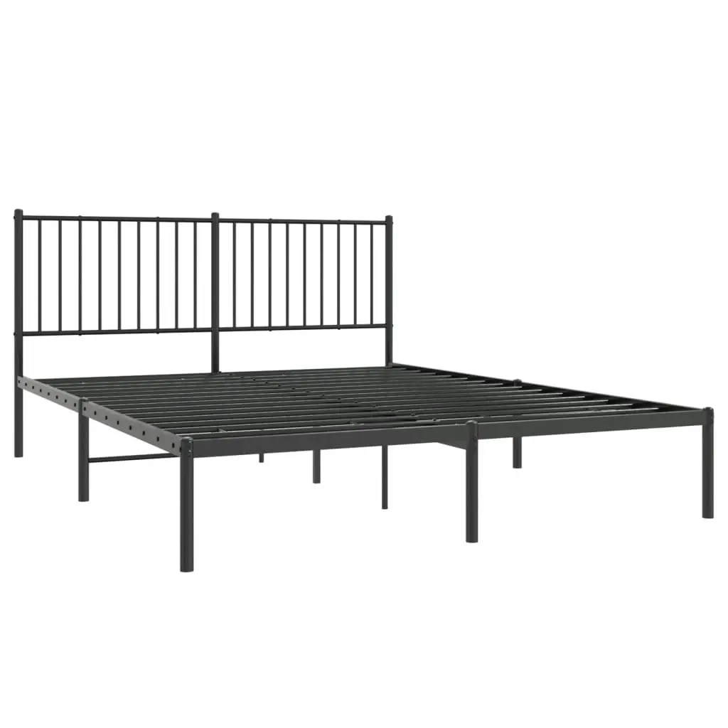 Metal Bed Frame with Headboard Black 153x203 cm Queen Size 350866