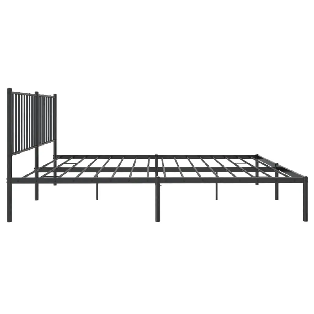 Metal Bed Frame with Headboard Black 153x203 cm Queen Size 350866