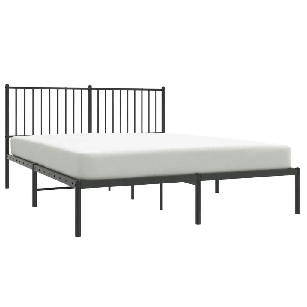 Metal Bed Frame with Headboard Black 153x203 cm Queen Size 350866