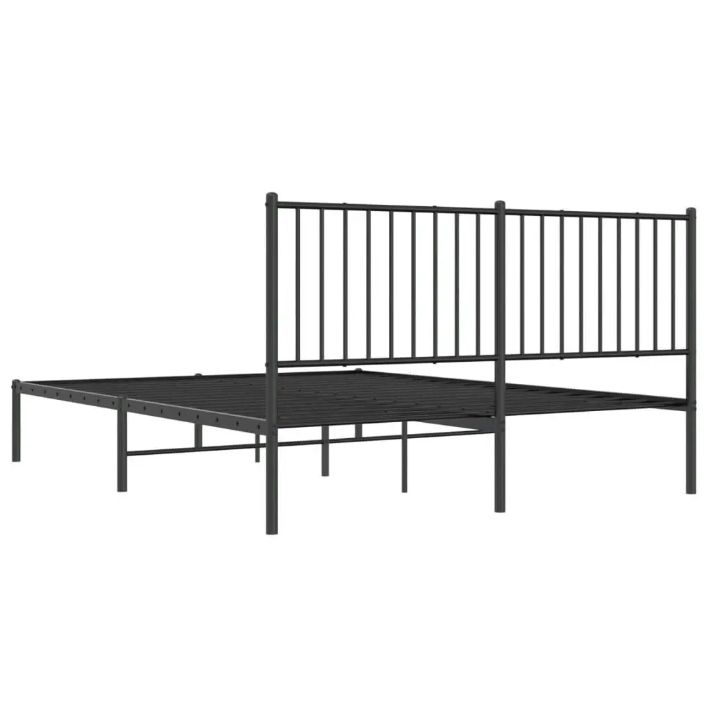 Metal Bed Frame with Headboard Black 153x203 cm Queen Size 350866