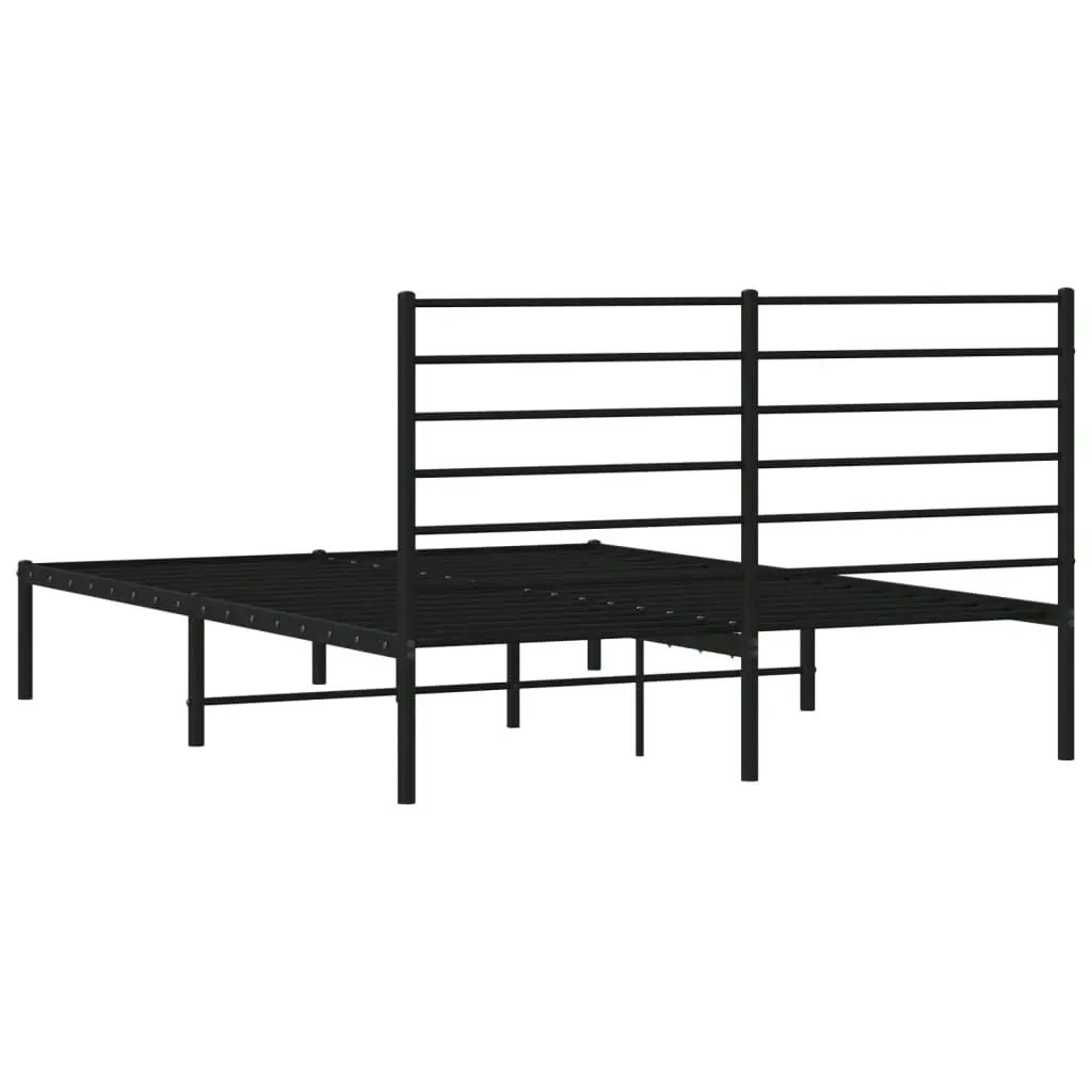 Metal Bed Frame with Headboard Black 153x203 cm Queen 352321