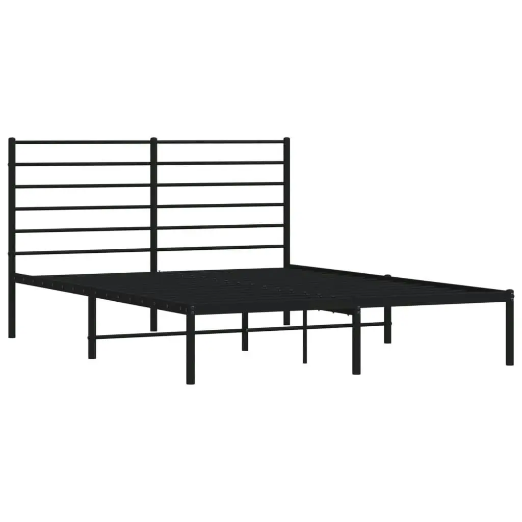 Metal Bed Frame with Headboard Black 153x203 cm Queen 352321