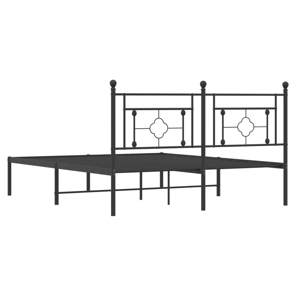 Metal Bed Frame with Headboard Black 150x200 cm 374341