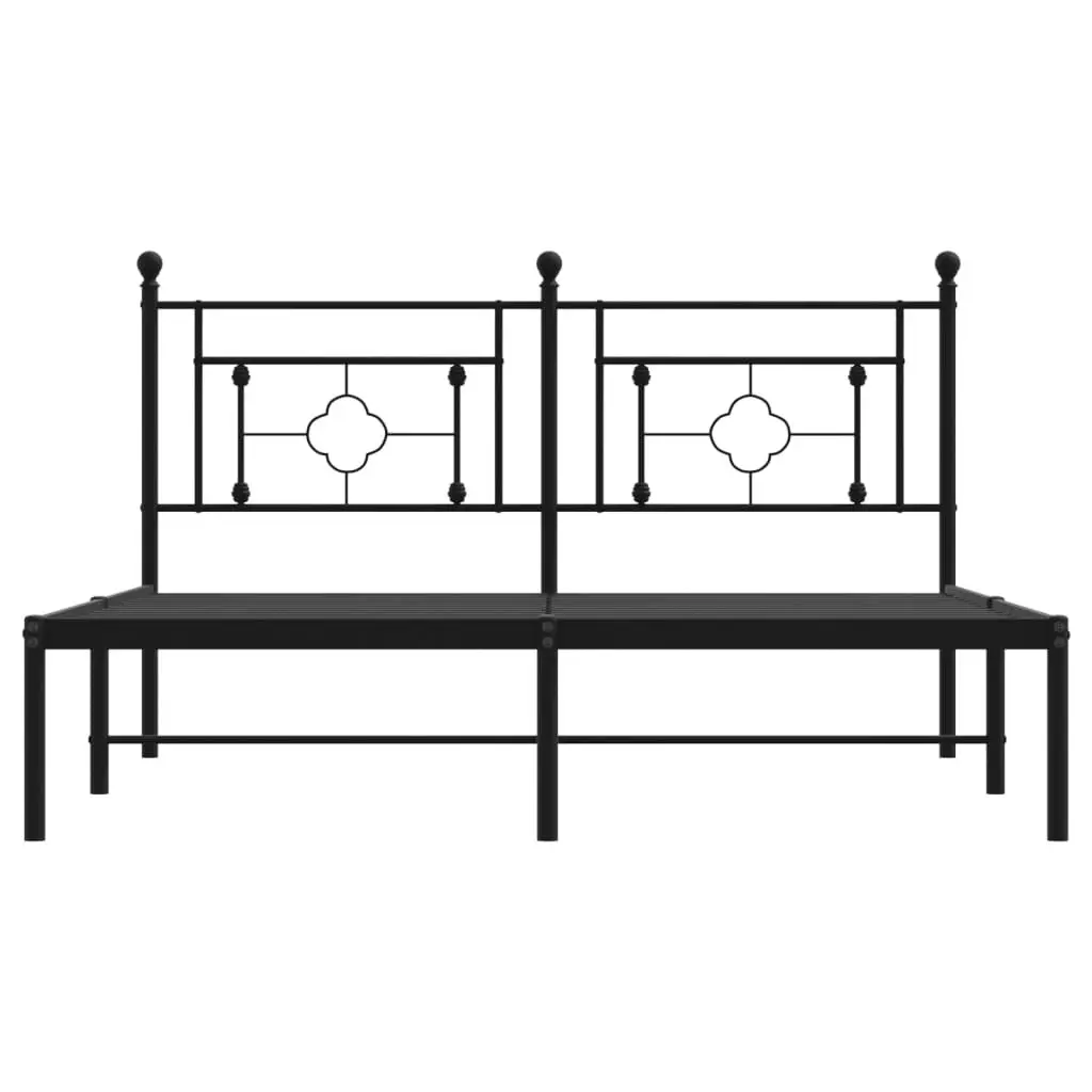 Metal Bed Frame with Headboard Black 150x200 cm 374341