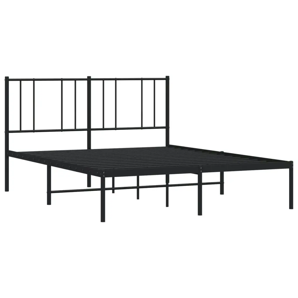 Metal Bed Frame with Headboard Black 153x203 cm Queen Size 352482