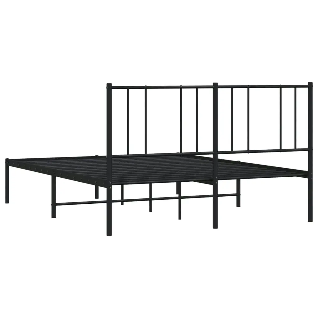 Metal Bed Frame with Headboard Black 153x203 cm Queen Size 352482