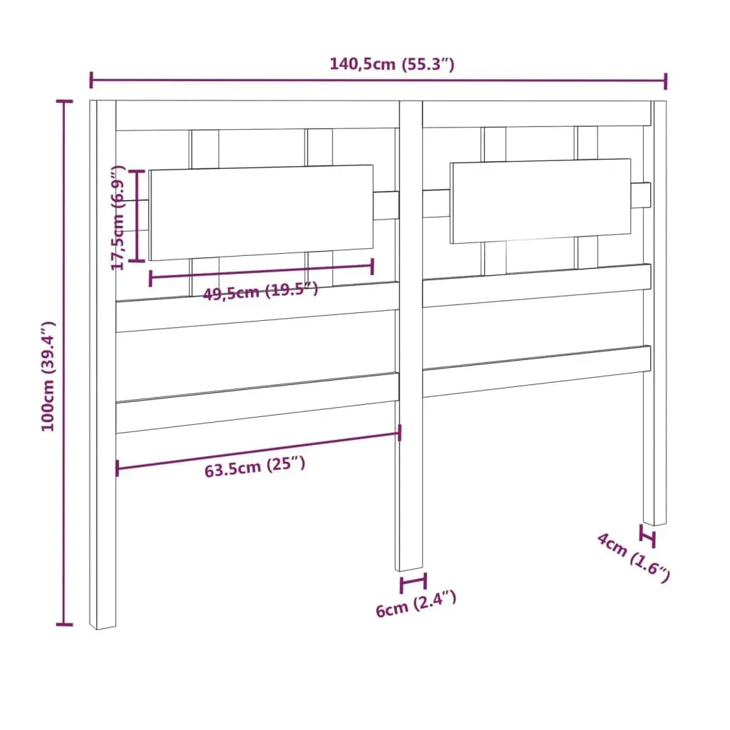 Bed Headboard 140.5 cm Solid Wood Pine 818035