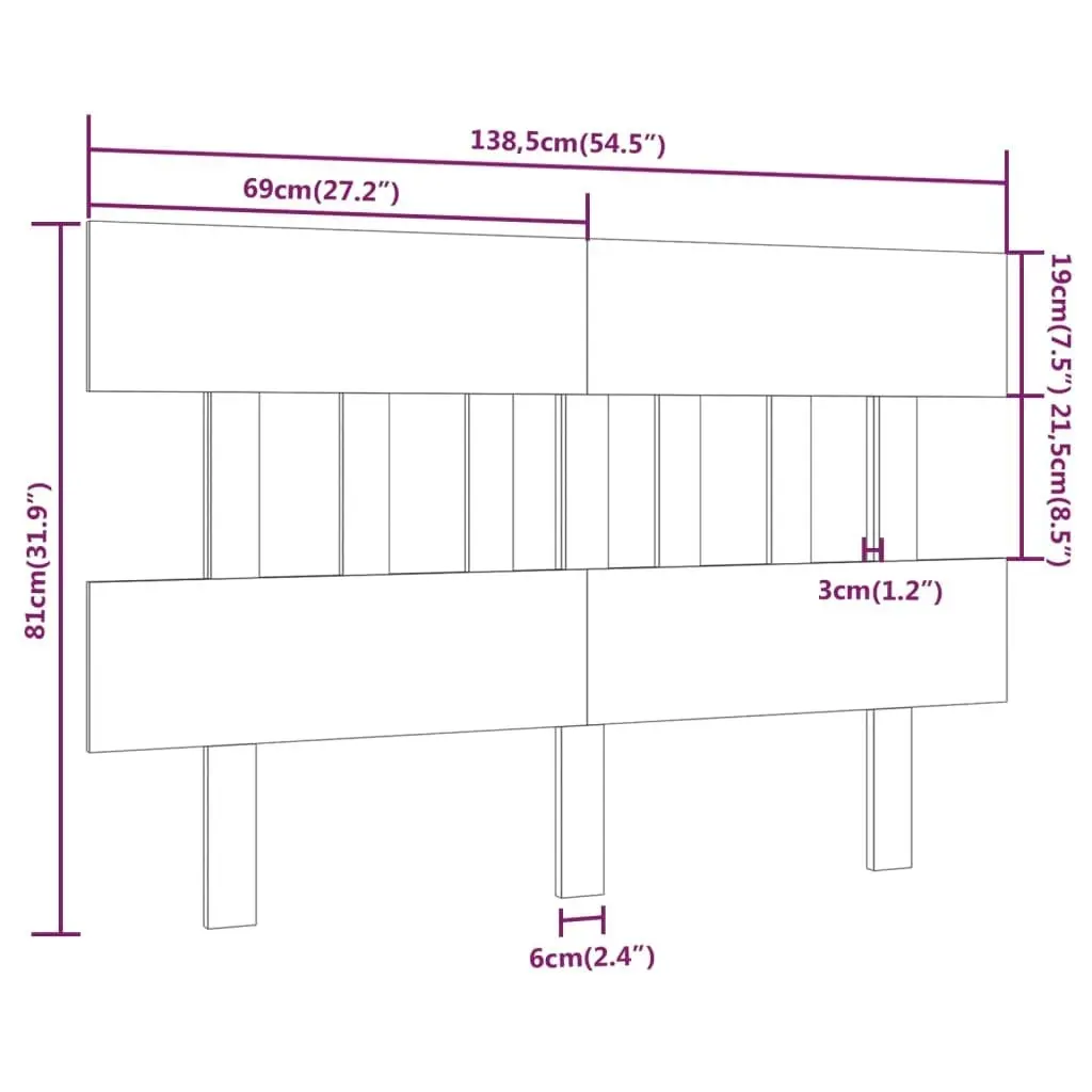 Bed Headboard 138.5 cm Solid Wood Pine 819115