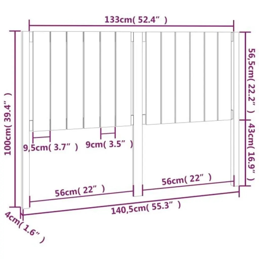 Bed Headboard 140.5 cm Solid Wood Pine 818865