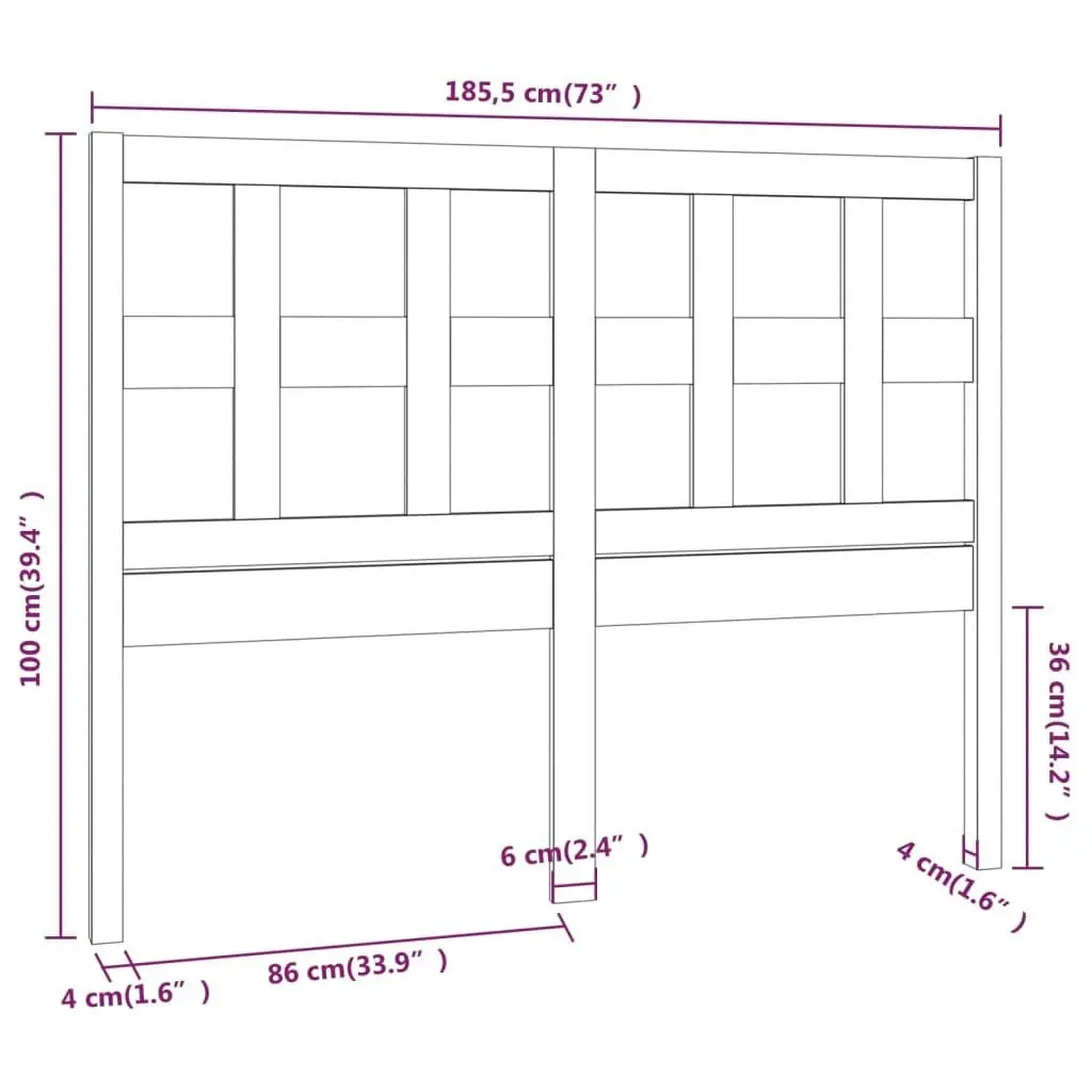 Bed Headboard 185.5 cm Solid Wood Pine 818935