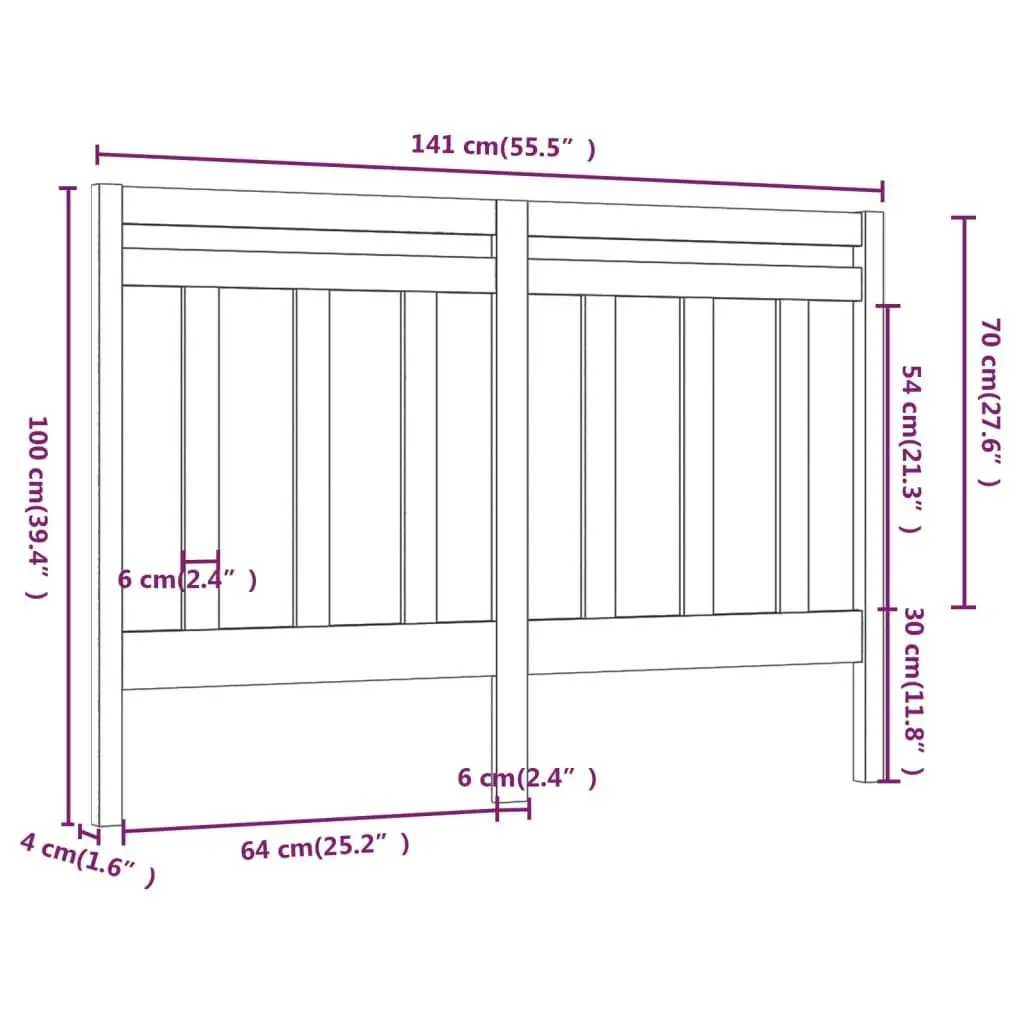 Bed Headboard 141x4x100 cm Solid Wood Pine 817785