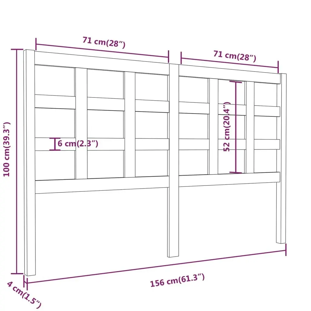 Bed Headboard 156 cm Solid Wood Pine 817895