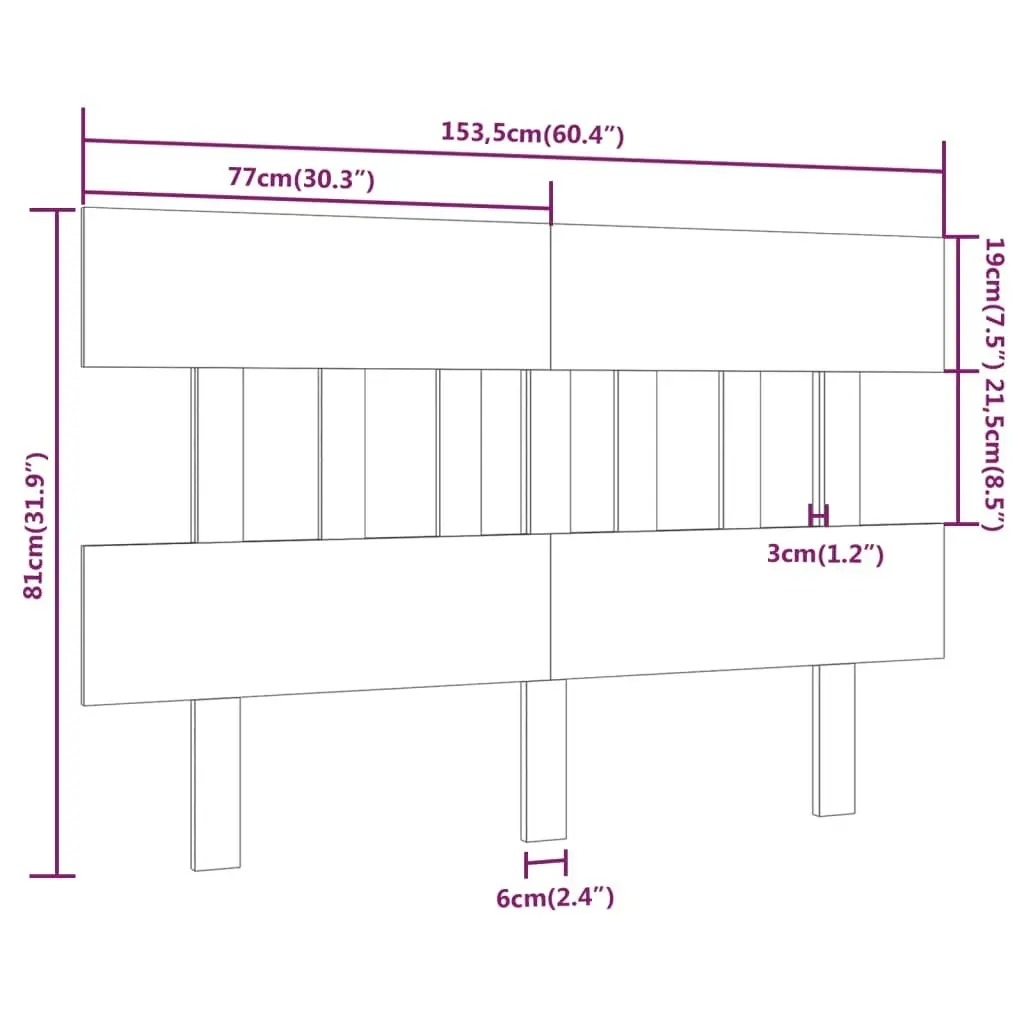 Bed Headboard 153.5x3x81 cm Solid Wood Pine 819125