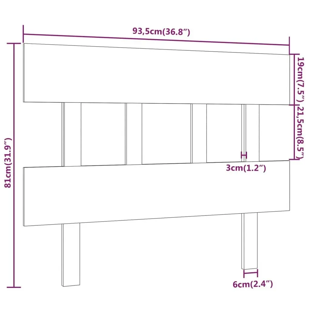 Bed Headboard 93.5x3x81 cm Solid Wood Pine 819100