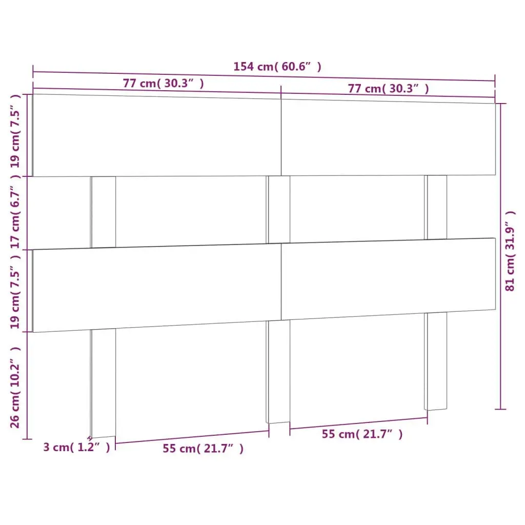 Bed Headboard 154 cm Solid Wood Pine 819075