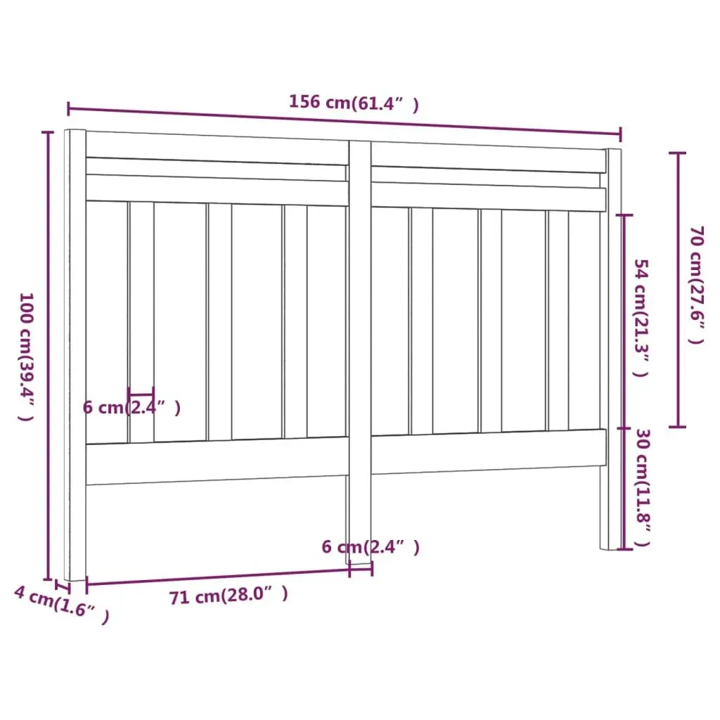 Bed Headboard 156x4x100 cm Solid Wood Pine 817795