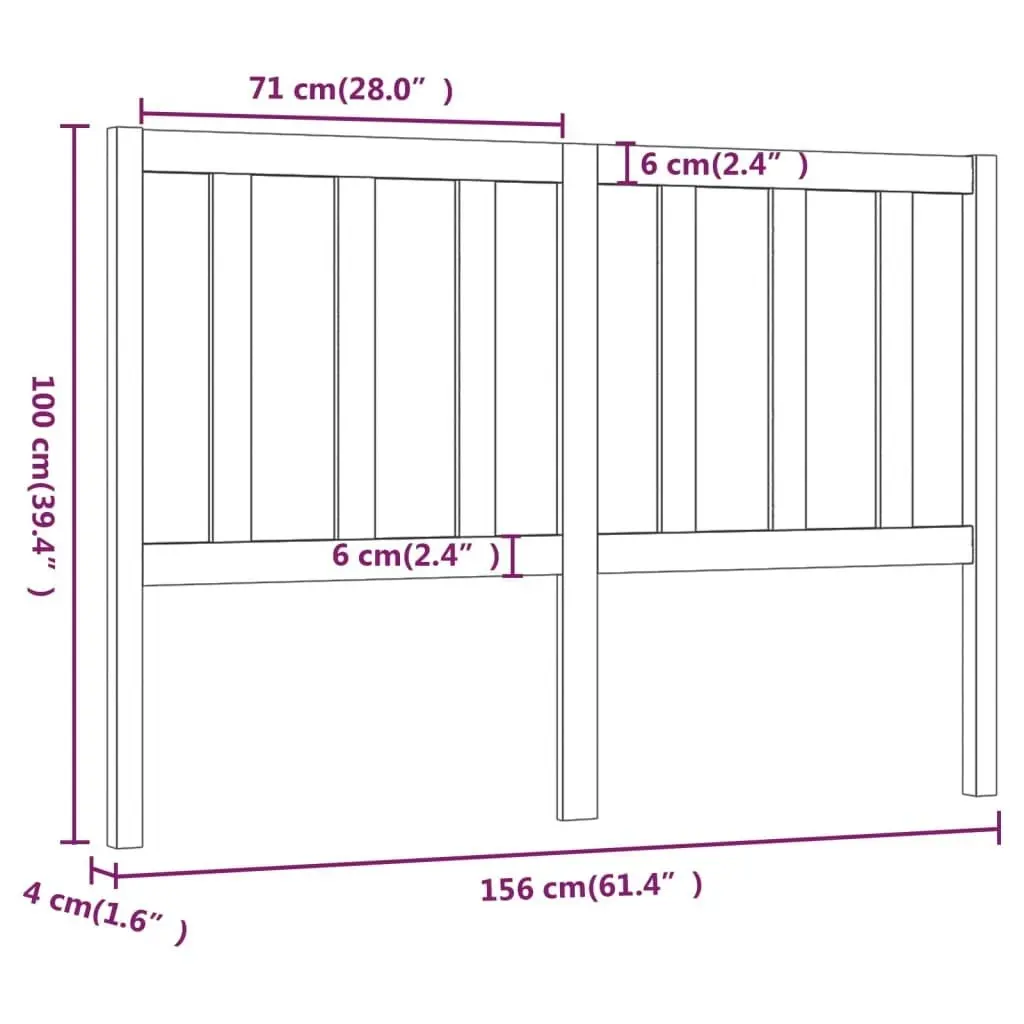 Bed Headboard 156 cm Solid Wood Pine 817745