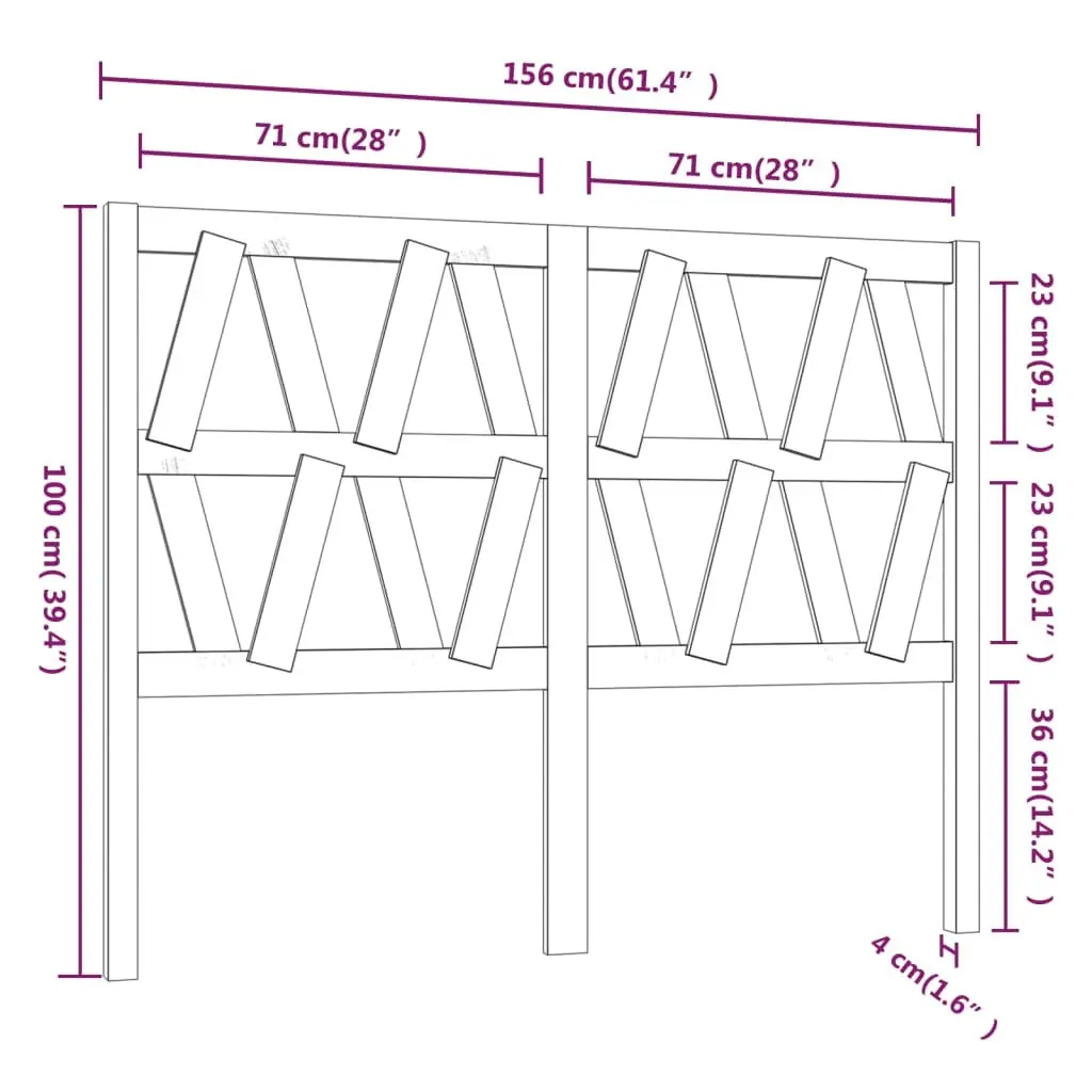 Bed Headboard 156 cm Solid Wood Pine 818625