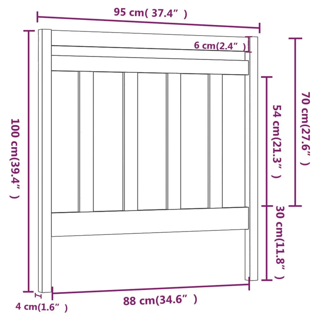 Bed Headboard 95 cm Solid Wood Pine 822242