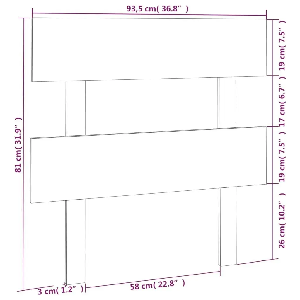 Bed Headboard 93.5 cm Solid Wood Pine 819050