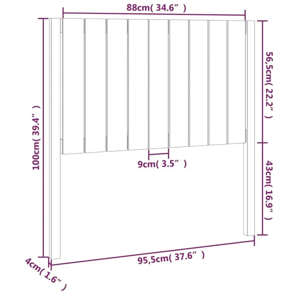 Bed Headboard 95.5 cm Solid Wood Pine 818850