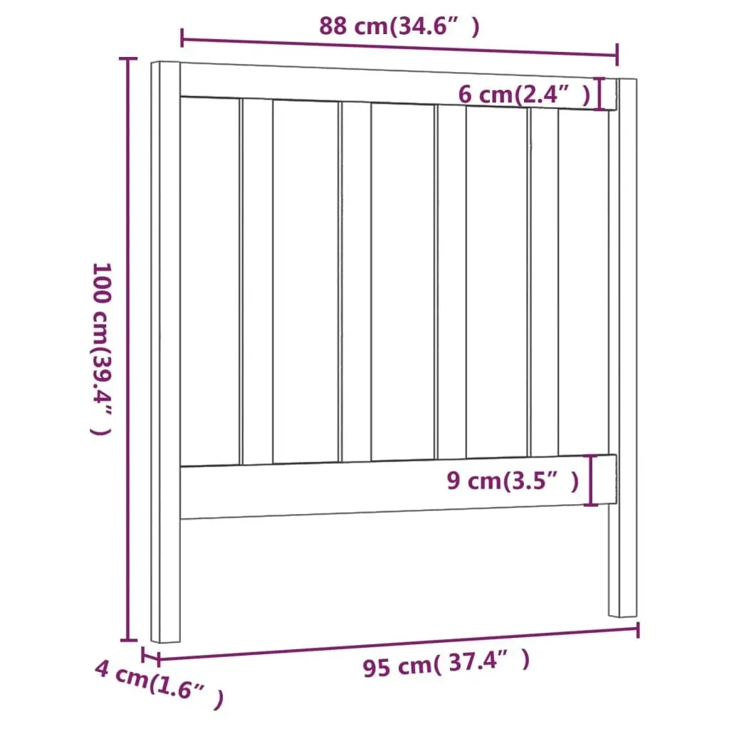 Bed Headboard 95x4x100 cm Solid Wood Pine 822237