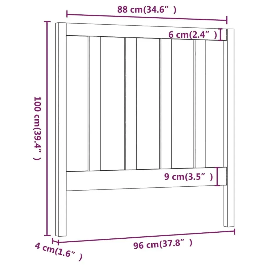 Bed Headboard 96x4x100 cm Solid Wood Pine 817670