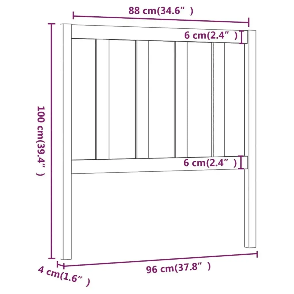 Bed Headboard 96x4x100 cm Solid Wood Pine 817720