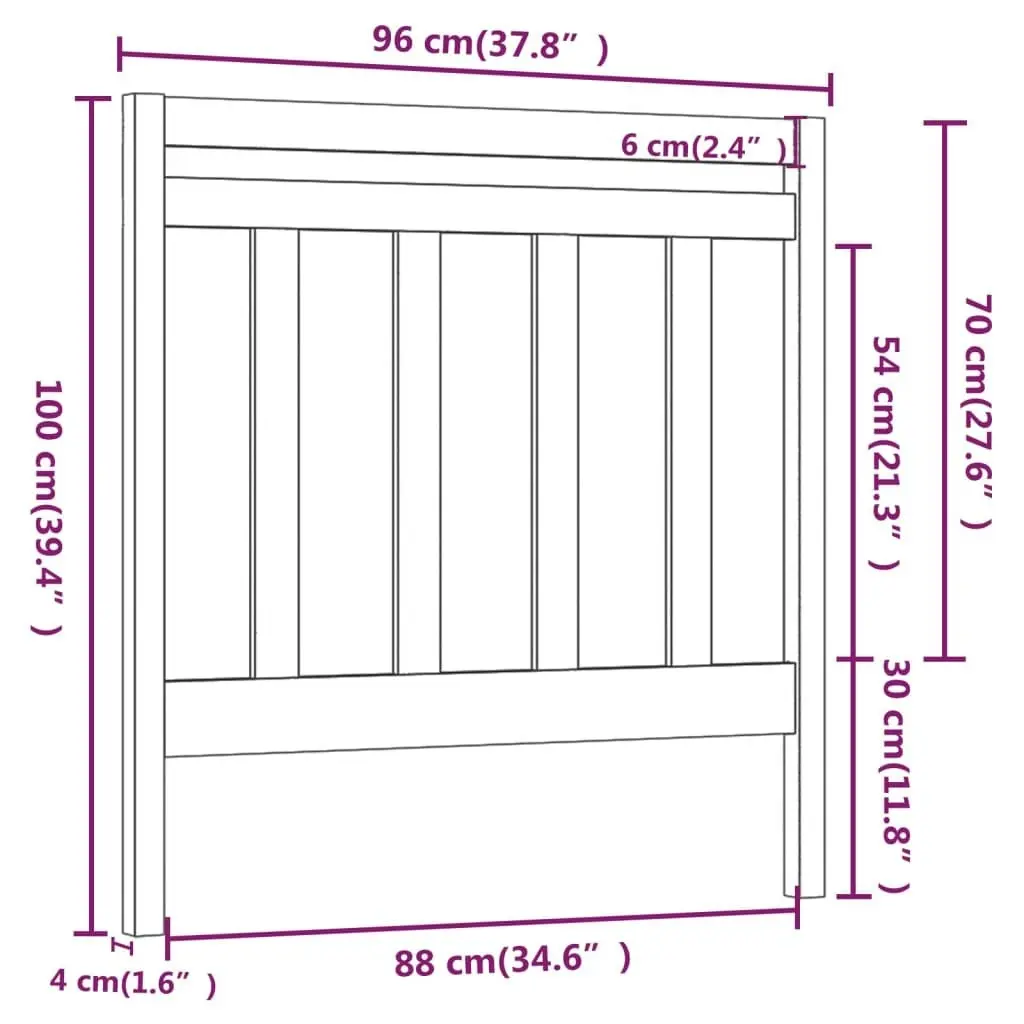 Bed Headboard 96x4x100 cm Solid Wood Pine 817770