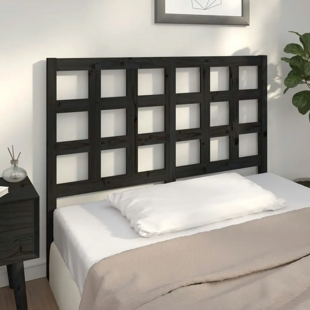 Bed Headboard Black 140.5x4x100 cm Solid Wood Pine 817889