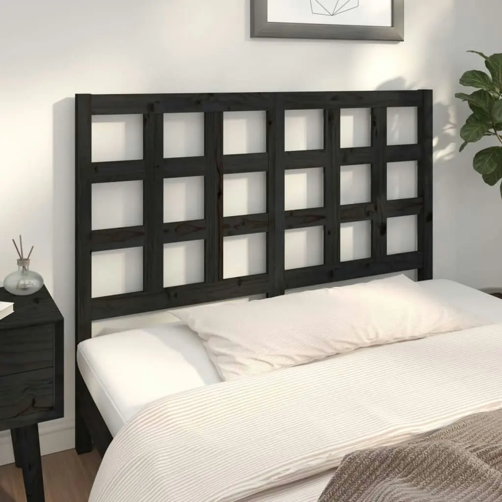 Bed Headboard Black 140.5x4x100 cm Solid Wood Pine 817889