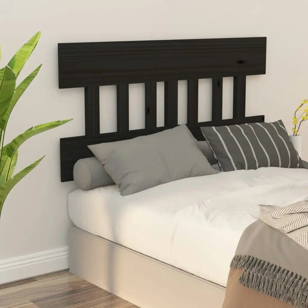 Bed Headboard Black 138.5 cm Solid Wood Pine 819119